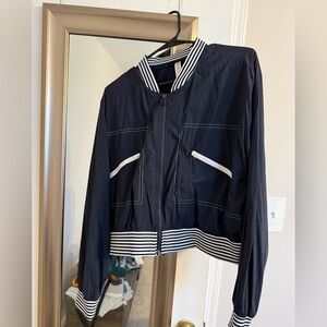 Anthropologie Daily Practice racing stripe bomber jacket